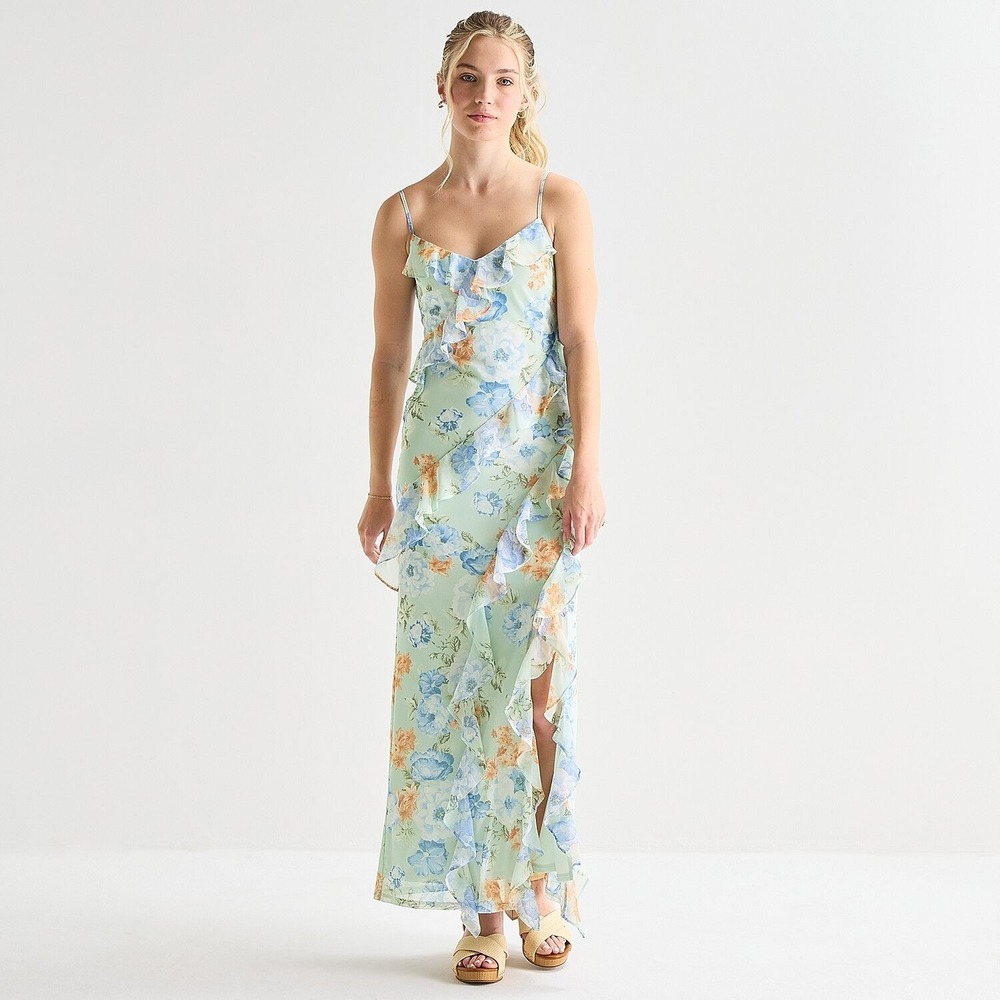 MSRP $74 by&by Womens Juniors XXL Pat J Sleeveless Floral Midi Slip Dress